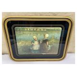 Framed print - young girls along river w/ dolls