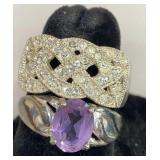 2 sparkly rings marked HAN 925