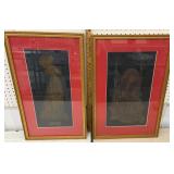 Pair of framed temple rubbings - 1 is Madonna &