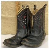 Adorable childs cowboy boots - black w/ red &