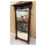 Antique 2 part wall mirror w/ old glass- glass is