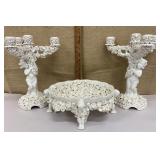 Pair of porcelain Ardalt candelabras & ornate