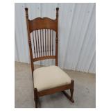 Press carved back ladies oak rocker
