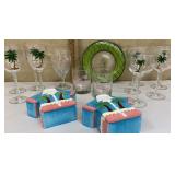 Box of fun tropical/beachy glassware & trinket