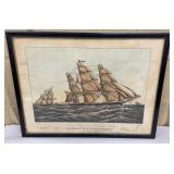 Framed litho Clipper Ship Sweepstakes