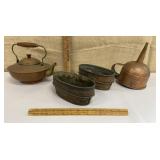 Copper kettle, molds & oil funnel
