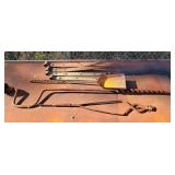 Strap hinges, shovel, etc