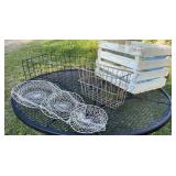 Blue crate of baskets