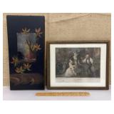 2 pcs art - pretty painting on board & French