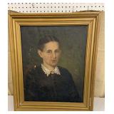 OLD Framed painting on canvas portrait of woman -