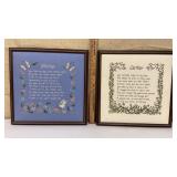 2 framed needlepoints - Mother & Father approx