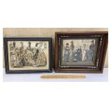Pair of framed Victorian ladies fashion magazine
