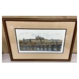 Artist signed etching - European city along the