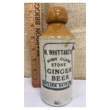 M. Whittaker stoneware ginger beer bottle
