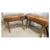 Pair of rustic wooden benches