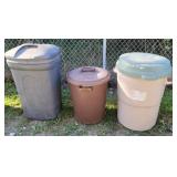 3 garbage cans