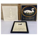 3 pcs art - hand-painted welcome sign, basset