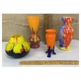 Colorful art glass vases - some chips