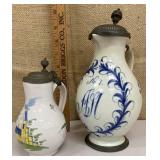2 nice syrup pitchers w/ pewter lids
