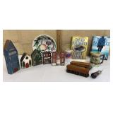 Households - bowl, painted village, majolica