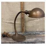 Copper toned art nouveau gooseneck lamp - needs