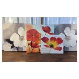 4 nice floral prints on canvas