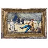 Artist signed painting on canvas - circus ring w/