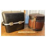 Vintage luggage w/keys & storage stool/box