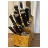 Knife block w/ Henckel & Cutco knives - needs