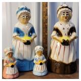 Pair retro Grandma utensil holders and salt &