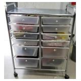 Stainless steel quilters cart full of fabric