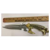 Fantasy knife w/ gold-toned dragon wing handle