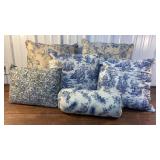 Pretty collection of blue & white/toile pillows