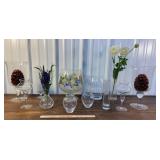 Box of clear glass vases, votives etc