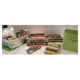 Fabric squares, pcs, lg pcs of fabric in a clear