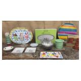 Box of household entertaining items - outdoor