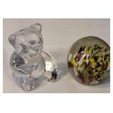 2 paperweights - bear & floral