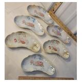 Set of 6 German bone dishes - we noticed 1 chip