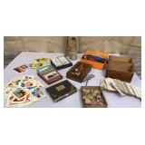 Box of old playing cards, games etc