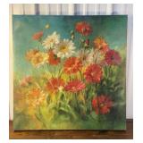 Pretty floral painted print on canvas approx