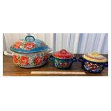 3 piece Pioneer Woman enamel cookware - pretty &