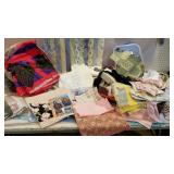 Fabric lot, with started projects, quilt