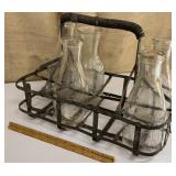 Milk bottles in tote - most are Binghamton