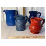 4 pottery pitchers incl Italy