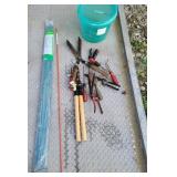 Clippers, bamboo garden stakes