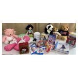 Baby blankets, stuffed animals, McDonalds toys