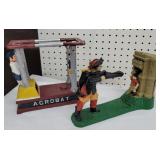 2 cast iron mechanical banks - acrobat and