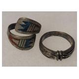 2 sterling silver rings - 1 southwest