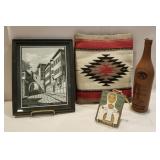 Southwest pillow, Georgian wine bottle, handmade