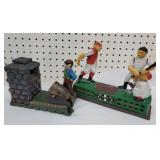 2 cast iron mechanical banks -. Baseball and